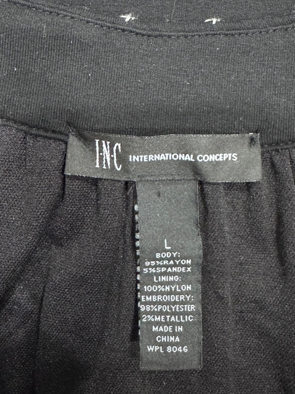 INC International Concepts Black Boho Embroidered Tunic Dress Size Large - Picture 12 of 12